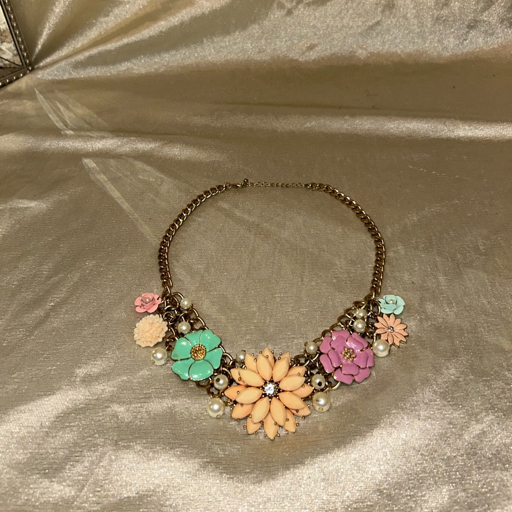 Floral and Pearl Necklace